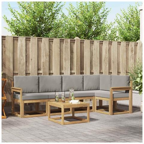 Set di divani da esterno 6 pcs Bianco e Grigio Chiaro - Foto 2