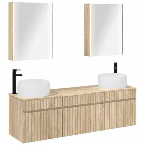 Set di Armadi da Bagno 5 pcs Rovere Sonoma 53 x 15,5 x 70 cm - Foto 1