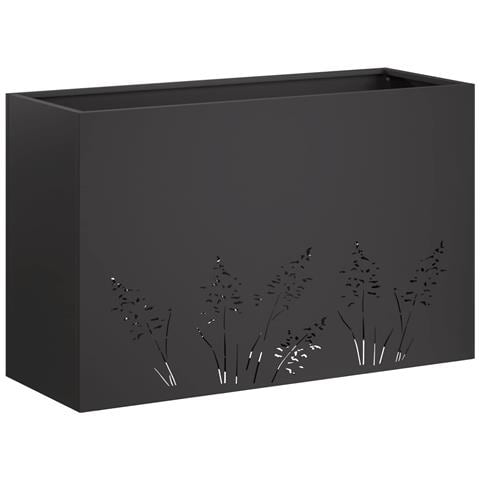 Vaso da giardino Nero 80 x 30 x 49 cm Acciaio laminato a freddo - Foto 1