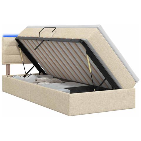 Letto con contenitore LED e materasso Crema 100 x 200 cm - Foto 1