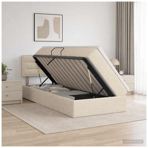 Letto con contenitore LED e materasso Crema 100 x 200 cm - Foto 2