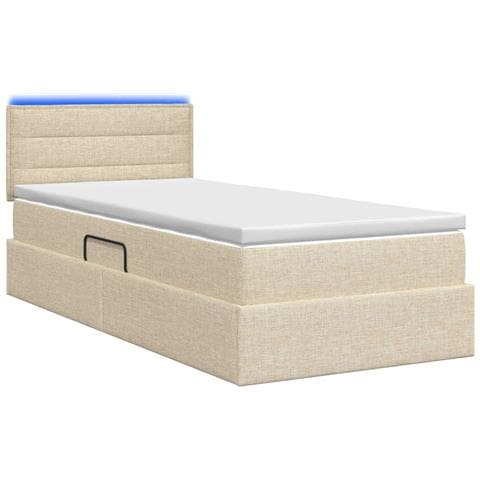 Letto con contenitore LED e materasso Crema 100 x 200 cm - Foto 9