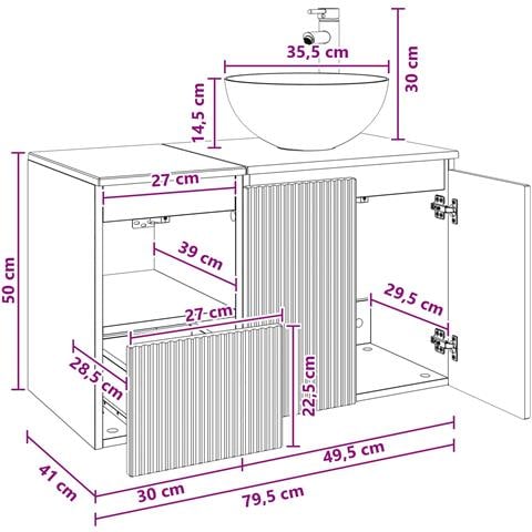 Set di mobili per il bagno 2 pz Bianco Legno ingegnerizzato - Foto 2
