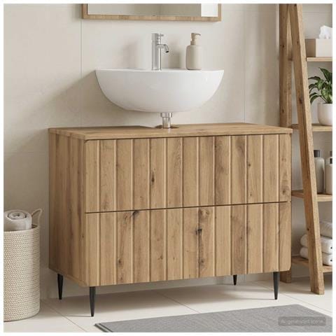 Armadio per Lavabo da Bagno ZWOLLE Rovere Artigianale - Foto 2