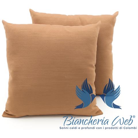 Coppia Cuscini Arredo Imbottiti Tessuto Ottoman In Tinta Unita Biscotto 36 50x50 Biscotto 36 - Foto 2