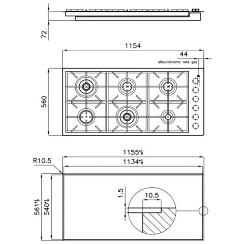 Piano Cottura 7639 000 a Gas 6 Fuochi Gas Colore Spazzolato - Foto 3