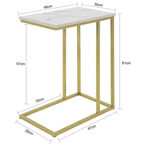 Tavolino Da Divano, Forma-c, Tavolino Consolle L30*p48*a61cm, Aspetto Marmo, Fbt87-g - Foto 2
