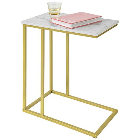 Tavolino Da Divano, Forma-c, Tavolino Consolle L30*p48*a61cm, Aspetto Marmo, Fbt87-g - Foto 1