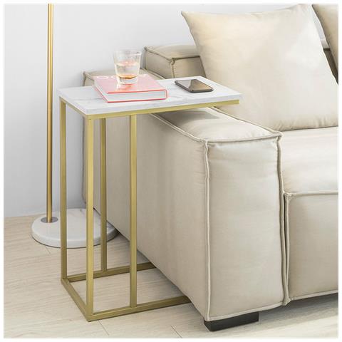 Tavolino Da Divano, Forma-c, Tavolino Consolle L30*p48*a61cm, Aspetto Marmo, Fbt87-g - Foto 6