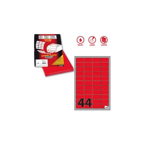 Etichetta Adesiva A / 406 Rosso Fluo 100fg A4 47,5x25,5mm (44et / fg) - Foto 1