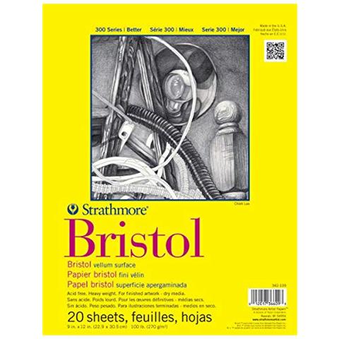 342-109 300 Serie Bristol Vellum Pad 9 ""x 12"" Rilegato In Nastro 20 Fogli - Foto 1