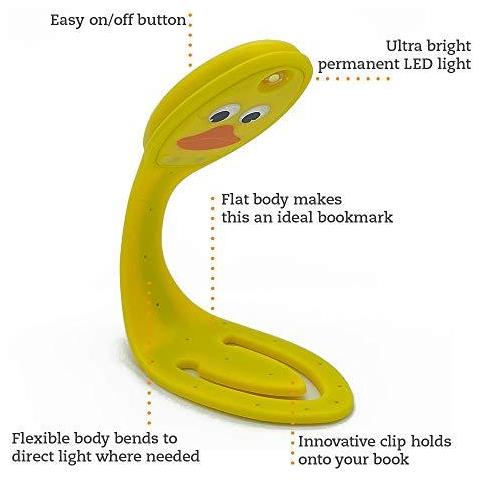 Flexilight Lettura Del Led Luce Del Libro Della Clip Sul Dono Della Lampada Regolabile Viaggi Segnalibro (duck)  - Foto 2