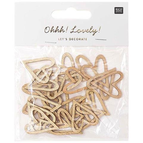 24 Sagome In Legno Aprono Cuori Dorati - Foto 1