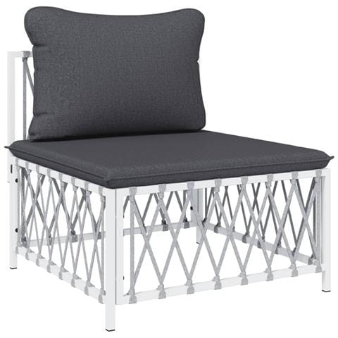 Set Salotto Da Giardino 4 Pz Con Cuscini In Acciaio Bianco - Foto 2