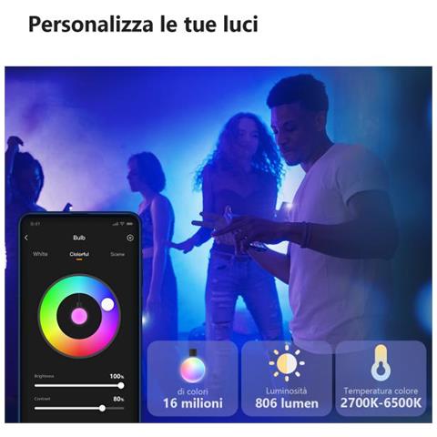 Lampadina Led Intelligente Connessa Via Wifi E27 Da 9w, Bianco - Foto 2