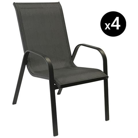 Set Di 4 Sedie Marbella In Textilene Grigio - Alluminio Grigio Antracite - Foto 9