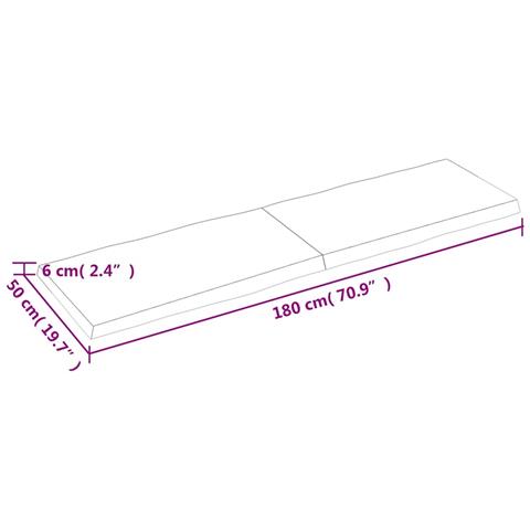 Piano Tavolo Marrone Chiaro 180x50x (2-6) cm Rovere Non Trattato - Foto 2