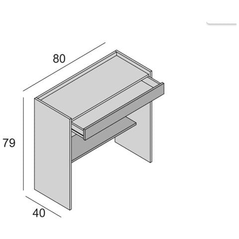 Scrivania Clematide, Scrittoio Moderno Con Cassetto, Tavolo Da Studio O Ufficio Porta Pc Portalibri, 100% Made In Italy, 80x40h79 Cm, Bianco E Rovere - Foto 4