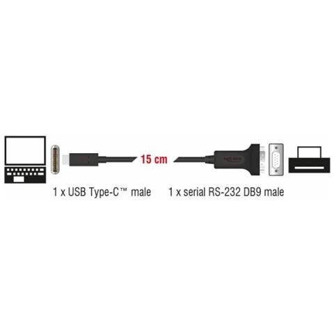 Adattatore Usb Type-cã¢â€žâ¢ > 1 X Seriale Db9 Rs-232 15 Cm Nero - Foto 2