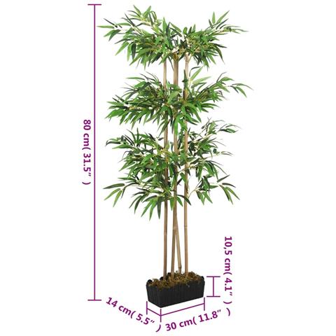 Albero Bambù Artificiale 380 Foglie 80 Cm Verde - Foto 8