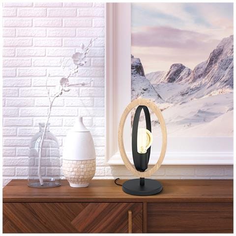 Lampada Da Scrivania Industrial Basildon 1 Luce Metallo Nero E Marrone - Foto 1