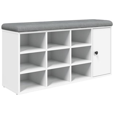 Panca Porta Scarpe Bianca 102x32x50 Cm In Legno Multistrato - Foto 2