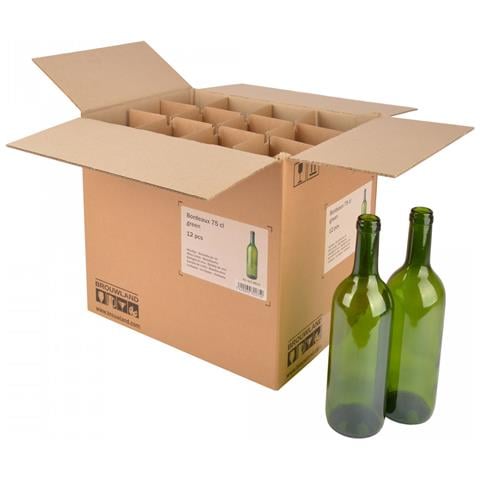 Scatola Portabottiglie In Cartone Con 12 Bordolesi Da 75 Cl Ciascuna., Verde - Foto 1