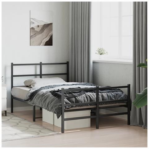 Giroletto Con Testiera E Pediera Metallo Nero 120x190 Cm - Foto 3