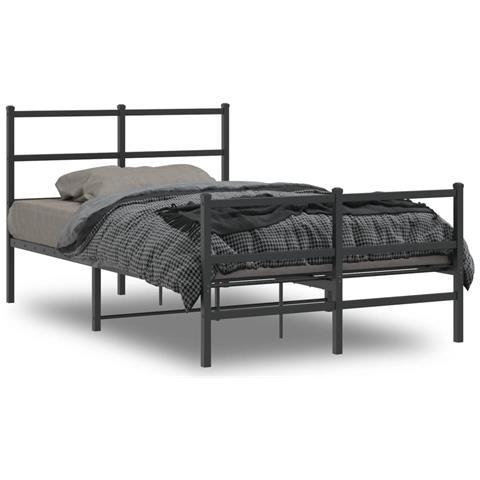 Giroletto Con Testiera E Pediera Metallo Nero 120x190 Cm - Foto 1