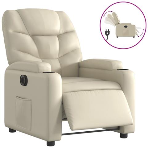 Poltrona Reclinabile Elettrica Crema In Similpelle - Foto 2
