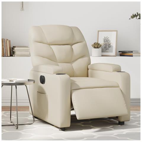 Poltrona Reclinabile Elettrica Crema In Similpelle - Foto 1