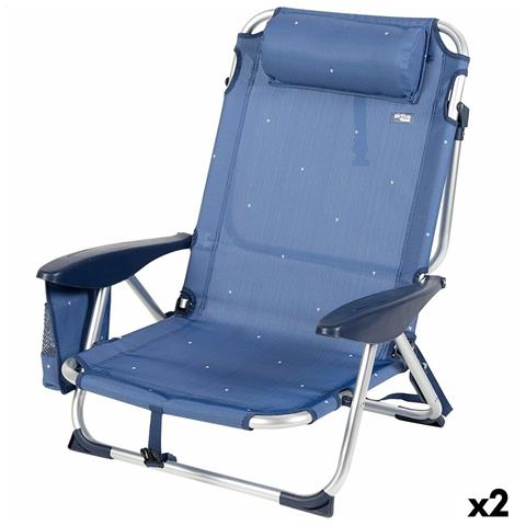 Sedia Da Spiaggia Aktive Pieghevole Blu Marino 51 X 76 X 45 Cm (2 Unità) - Foto 1
