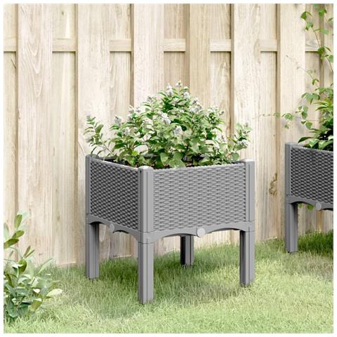 Fioriera Da Giardino Con Gambe Grigio Chiaro 40x40x42 Cm In Pp - Foto 3