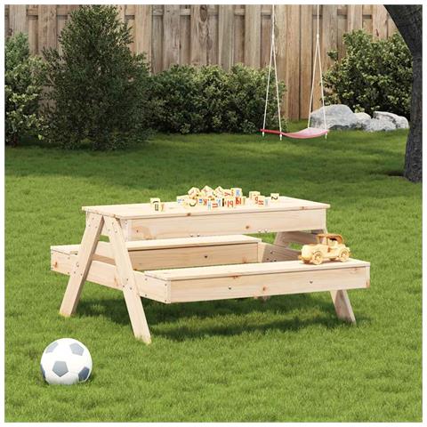 Tavolo Picnic Con Sabbiera Per Bambini Legno Massello Di Pino - Foto 10