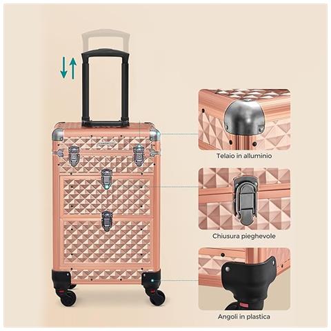 Trolley Makeup Professionale Alluminio Valigetta Trucco Estetista Beauty Case - Foto 5