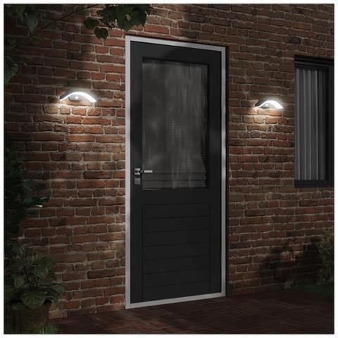 Applique Con Led E Sensore 2 Pz Nere In Alluminio Pressofuso - Foto 3