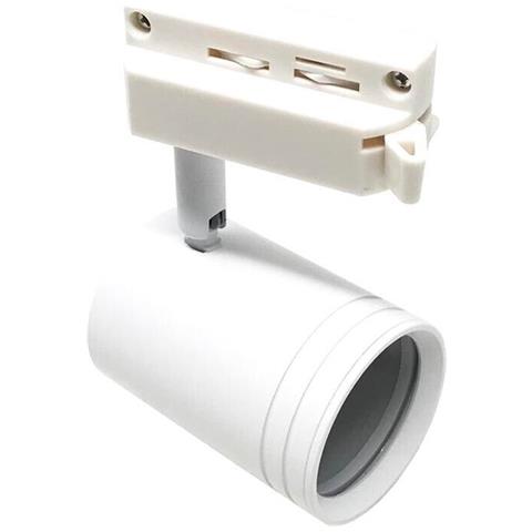 Porta Faretto Da Binario Attacco Gu10 Faro Orientabile Per Soffitto Bianco P26-b - Foto 1