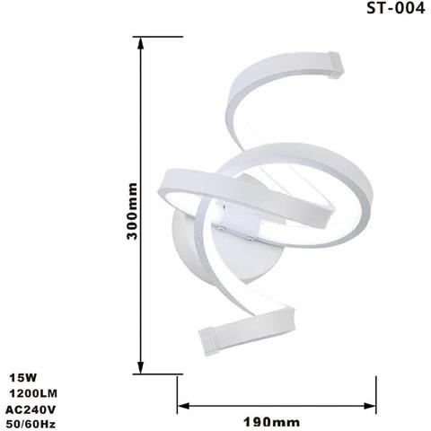 Applique Lampada Interno Moderna Parete Muro Spirale 15w Luce Naturale St-004 - Foto 3