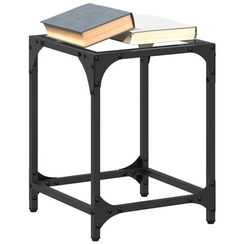 Tavolino Salotto Con Piano Vetro Trasparente 30x30x40cm Acciaio - Foto 1