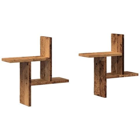 Mensole Da Parete 2pz Legno Vecchio 38x12x38 Cm In Truciolato - Foto 2