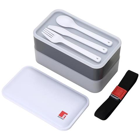 Contenitore Ermetico Con Posate Colore Grigio 18,5 X 10,5 X 10 Cm - Foto 1