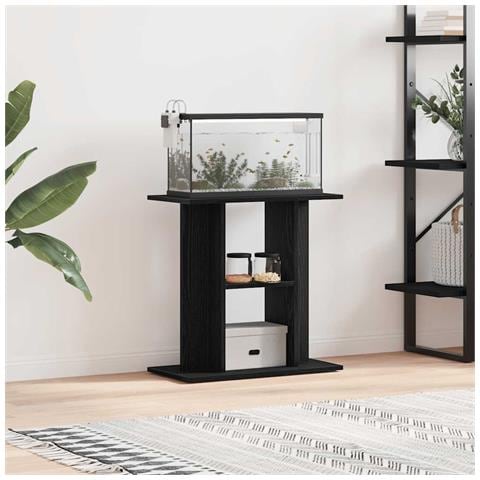 Supporto Acquario 60x30x60 cm Legno Multistrato Rovere Nero - Foto 1