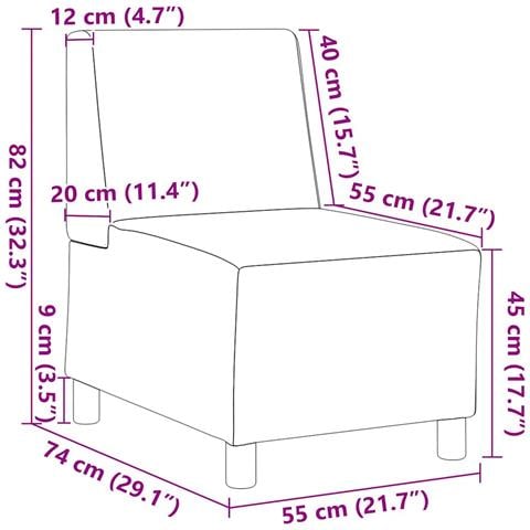 Divano Sedia Nero 55 cm Tessuto Riccio Simile alla Lana - Foto 2
