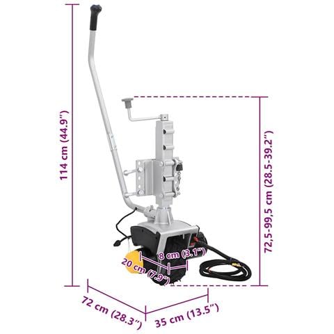 Ruota per Cric per Rimorchio 12 V 550 W in Alluminio - Foto 2