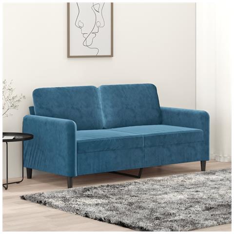Divano A 2 Posti Blu 140 Cm In Velluto - Foto 1