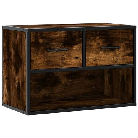 Mobile Porta Tv Rovere Fumo 60x31x39,5 Cm In Legno E Metallo - Foto 2