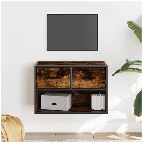 Mobile Porta Tv Rovere Fumo 60x31x39,5 Cm In Legno E Metallo - Foto 1