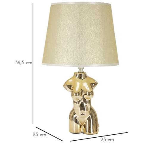 Lampada Da Tavolo Donna 1 - Oro - Ceramica - 25x25x42,5 Cm - Foto 6