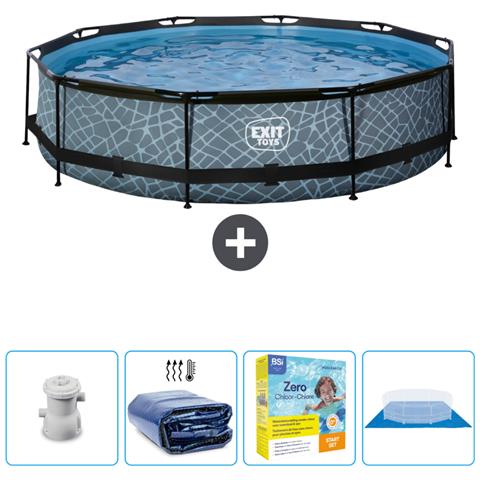 Piscina Fuori Terra - In Giro - 360x360x76 Cm - Grigio - Include Accessori Coordinati Cb22 - Foto 1