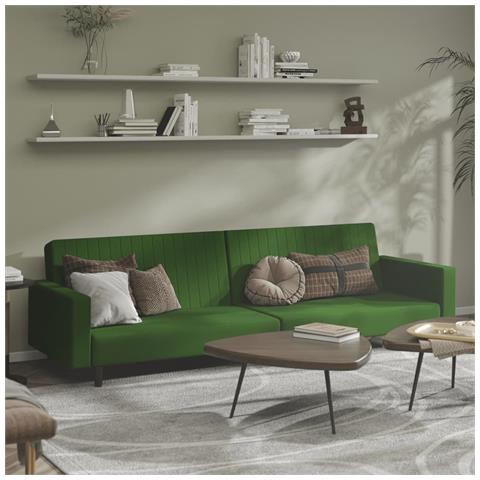 Lusso Casadino - Divano Letto A 2 Posti Verde Scuro In Velluto - Foto 8